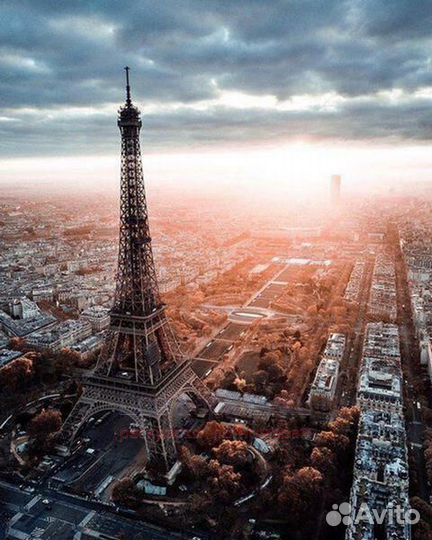 Алмазная мозаика 40x50 Париж с птичьего полета