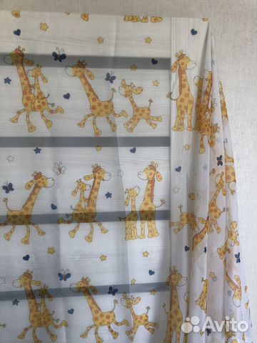 Занавеска тюль детская с жирафами