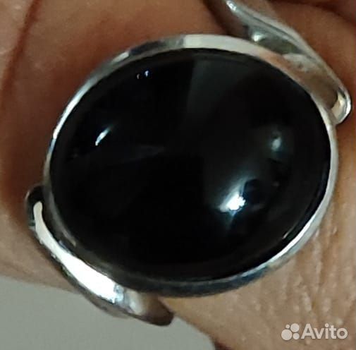 Серебряные серьги с чёрным агатом