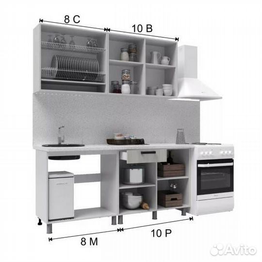 Кухня Нагано Анкор светлый 1.8 м
