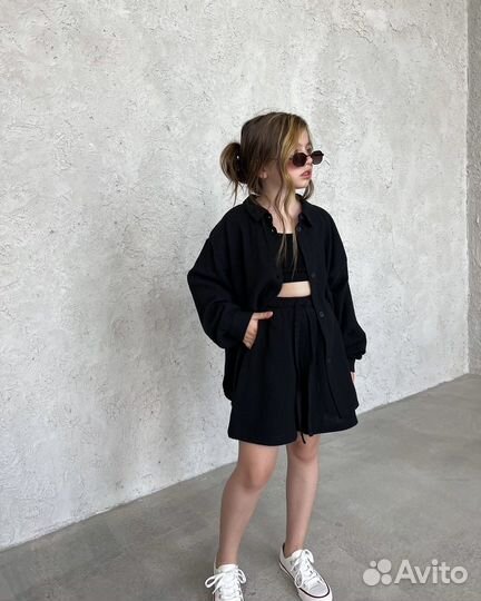 Рубашка оверсайз из муслина для девочки