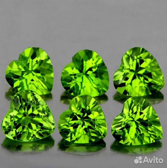 Хризолит натуральный 3,06Ct 6шт 5х5мм VVS Heart Па