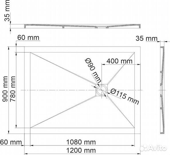 Поддон для душа Wasserkraft Aller 10T07 120x90
