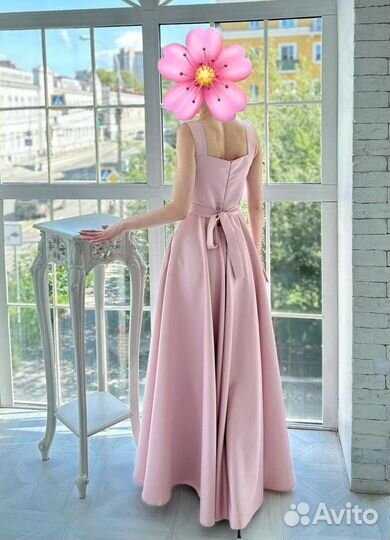 Платье вечернее выпускное в пол 44 нежно-розовое
