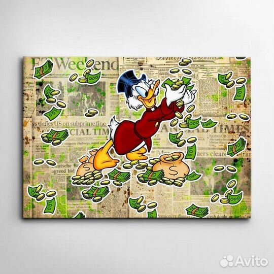 Картина маслом Скрудж Макдак с деньгами