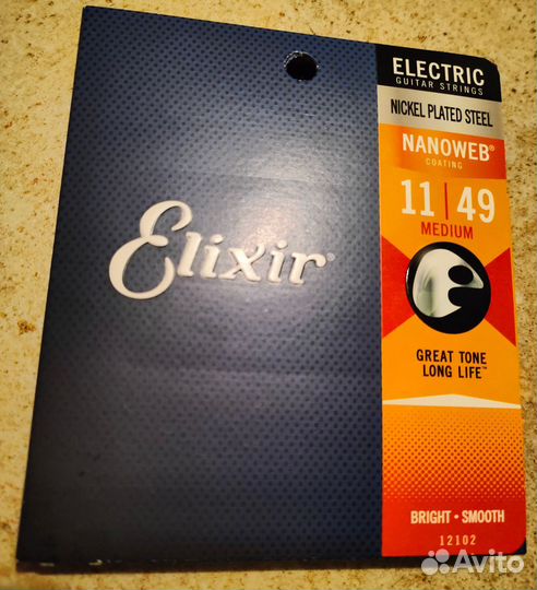 Струны Elixir Nanoweb 11-49 USA оригинал гитара