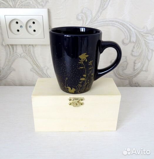 Деревянная шкатулка и кружка кобальт новые