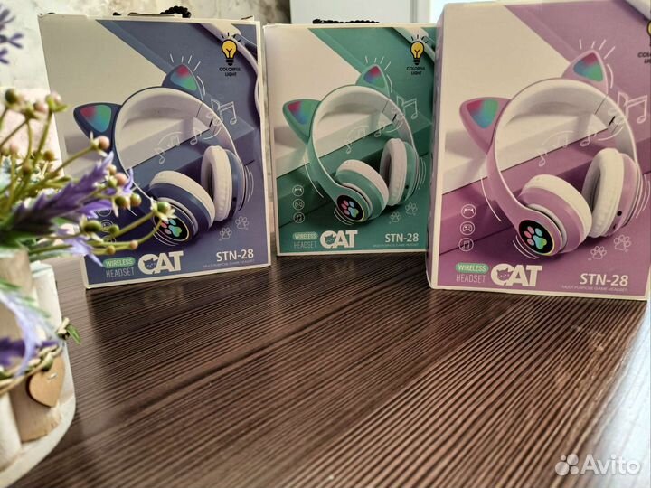 Наушники ушки кошки новые