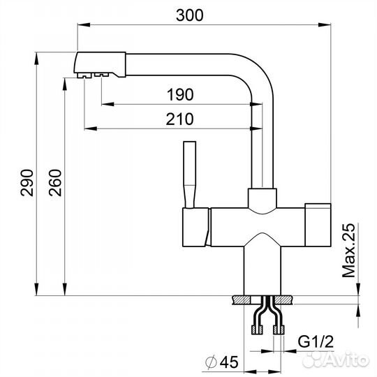 Смеситель для кухни Point PN3104AL серый