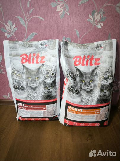 Корм для кошек Blitz, 10 кг