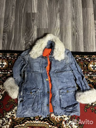 Джинсовая куртка с мехом