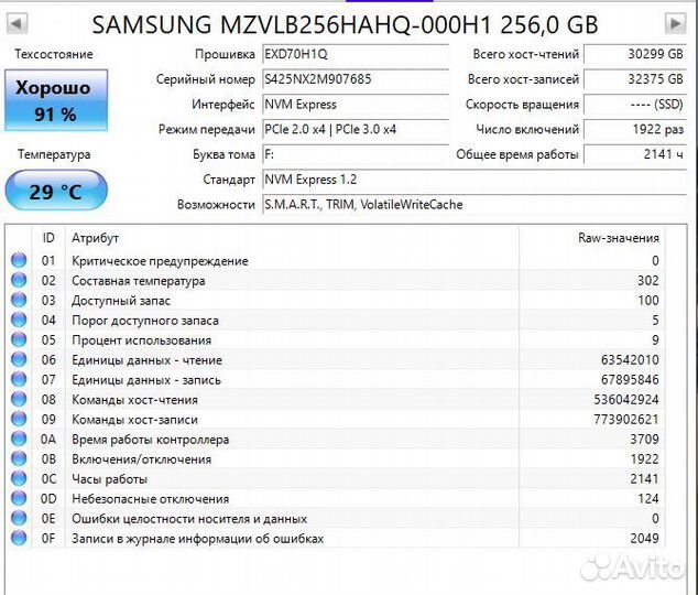 Samsung PM981/ 970evo 256gb SSD nvme