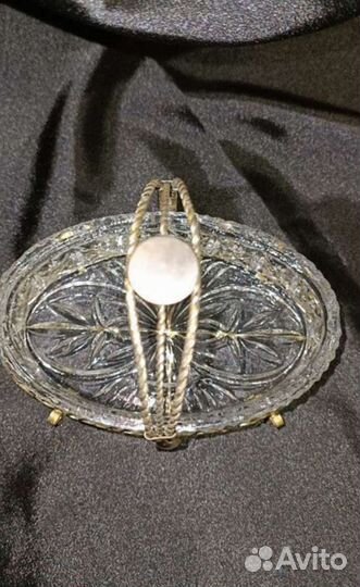 Конфетница с мельхиоровой подставкой СССР 1970г