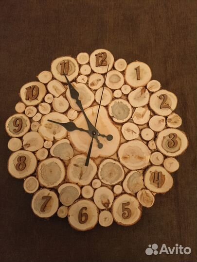 Часы настенные из спилов можжевельника