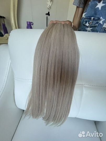 Волосы для наращивания 60 см холодный блонд