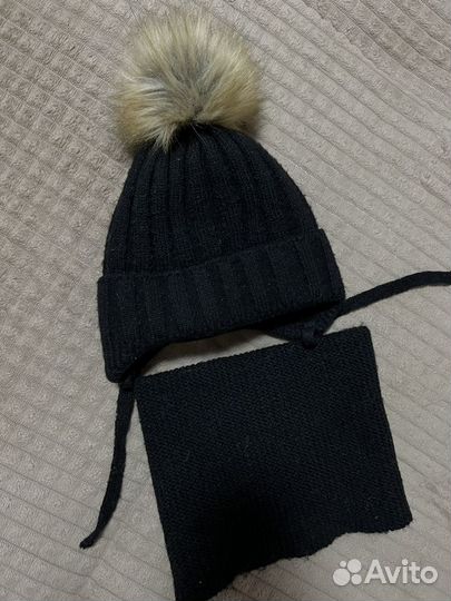 Комплект шапка и шарф детский зимний