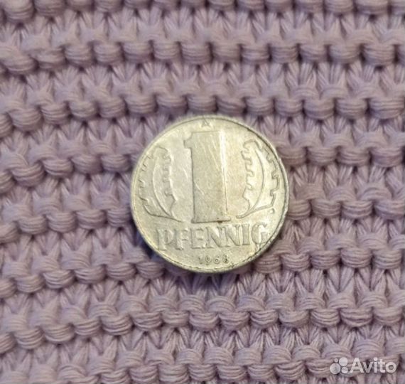 Монеты ГДР номиналом 1 pfennig