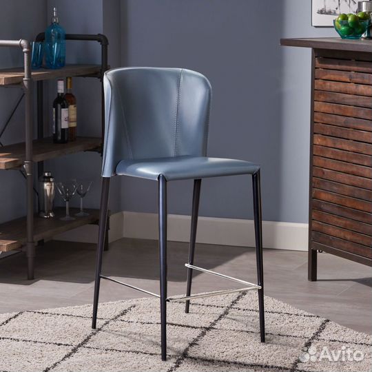 Стул полубарный Albert, кожа антрацит