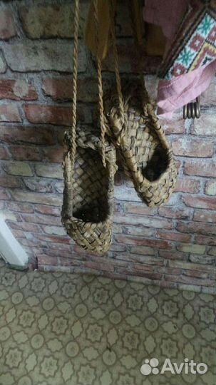 Лапти натуральные, лыко, старинные