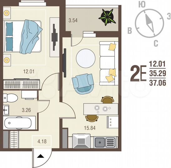 1-к. квартира, 37,5 м², 9/10 эт.