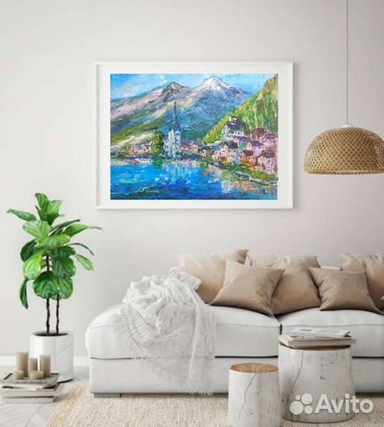 Картина маслом Озеро в горах Австрия