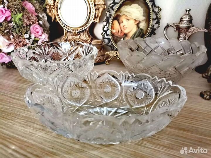 Хрустальная конфетница, салатник. Винтаж