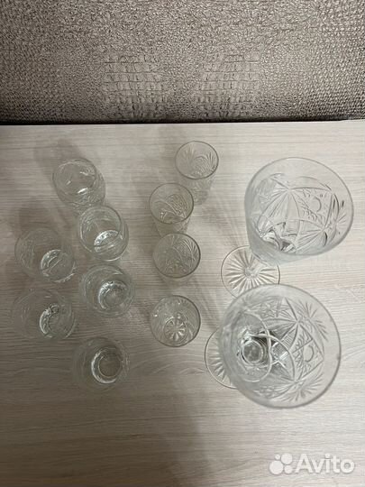 Рюмки, бокалы под шампанское, набор хрустальный