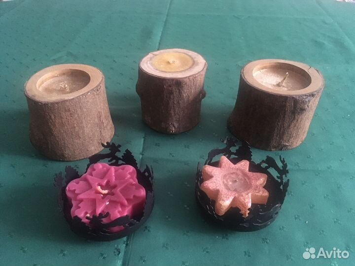 Свечи из спила дерева Большая свеча подсвечник