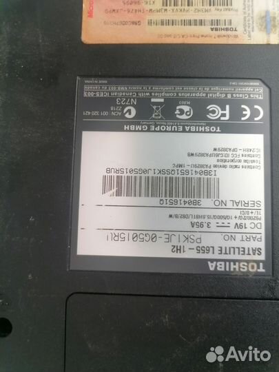 Ноутбук toshiba l655 на запчасти