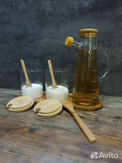 Баночки для соли, сахара и кувшин для масла