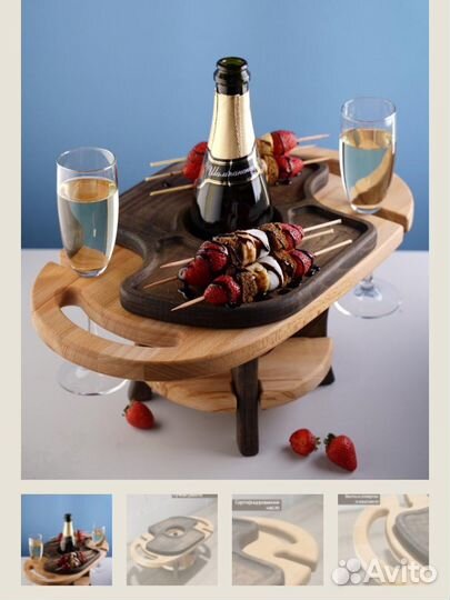Винный столик деревянный