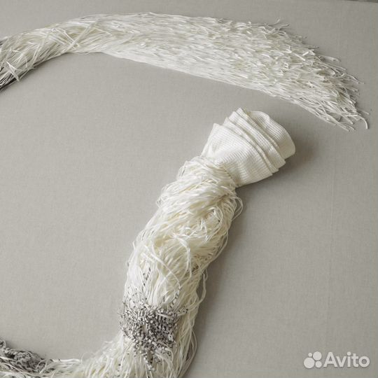 Кисея штора нитяная светлая с принтом «Веерник»