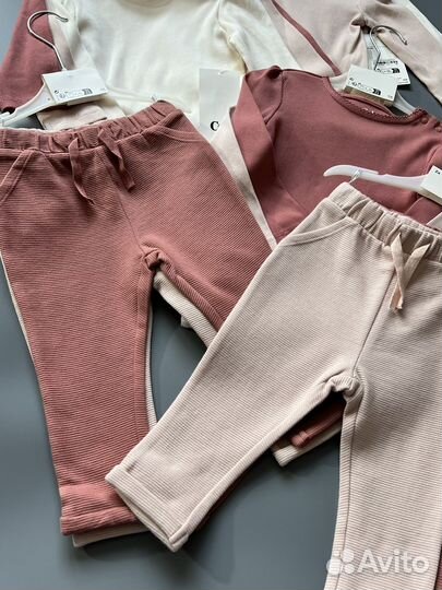 Лонгслив в рубчик для девочки, брюки C&A 74 80 86