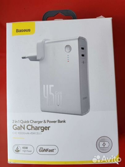 Baseus PowerBank GuN зарядка 2 в 1 10000мА 45 ватт
