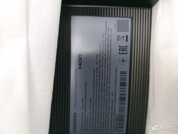 Новый монитор Samsung S27C310EAI FHD/75гц/IPS