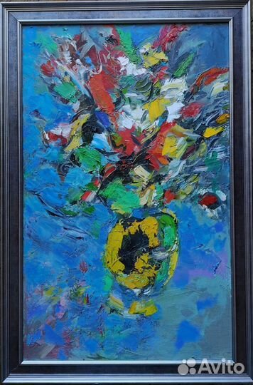 Интерьерная картина маслом букет цветов