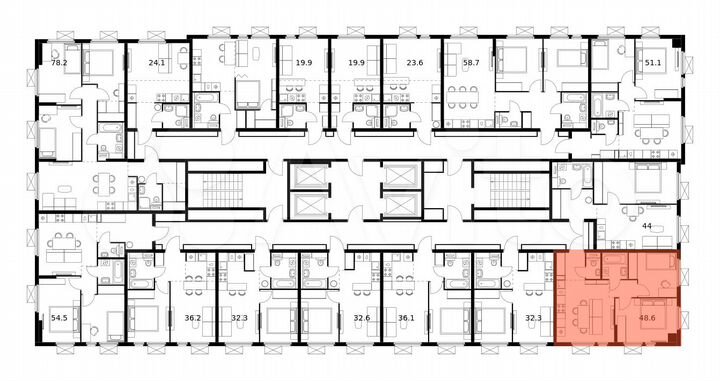 2-к. квартира, 48,6 м², 23/25 эт.