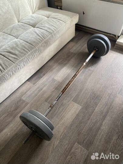 Штанга (гриф + блины 5 кг (2 шт) и 10 кг (2 шт) )