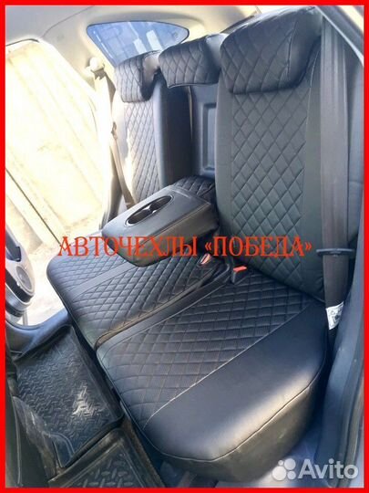 Чехлы Honda CR-V 3 из экокожи чёрные Ромб