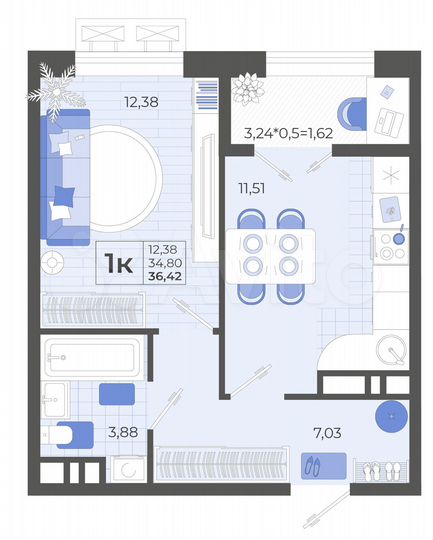 1-к. квартира, 36,4 м², 10/14 эт.