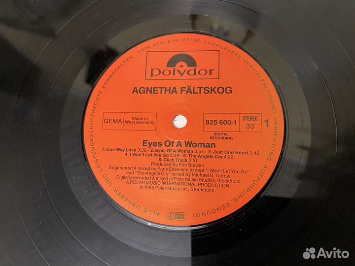 Пластинка Agnetha Faltskog 1985г