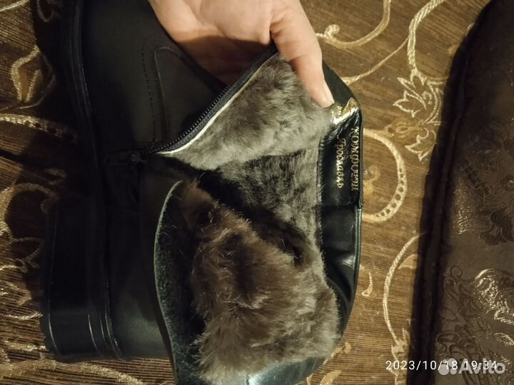 Полусапожки кожаные, зимние мужские(подростковые)