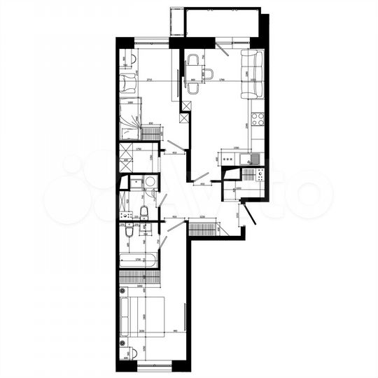 2-к. квартира, 70 м², 20/25 эт.