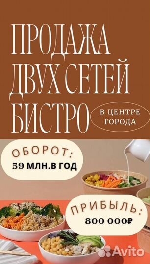 Сеть бистро в центре.Прибыль 800т.р