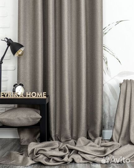 Комплект портьер рогожка Орфей Умбра шторы занавес
