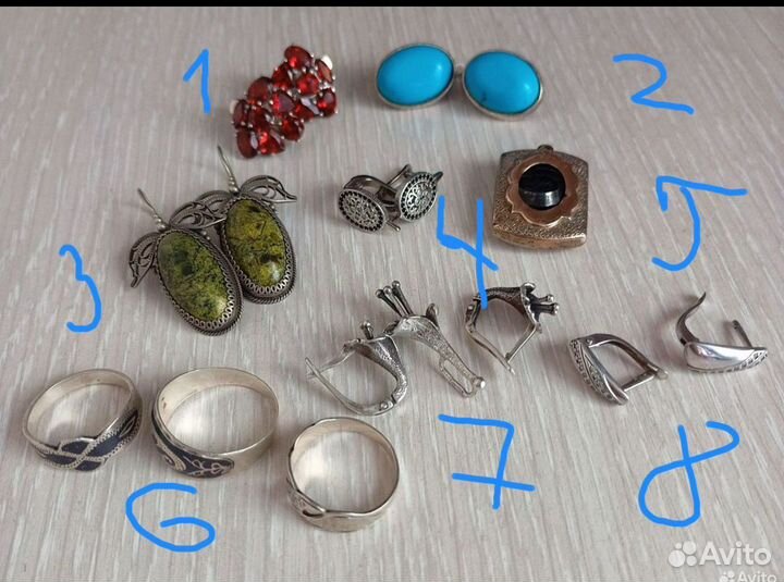 Серьги, кольца, медальон. Серебро