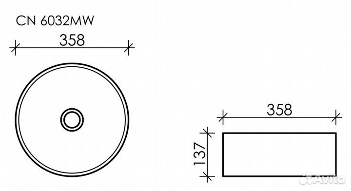 Раковина накладная Ceramicanova element 36 белый матовый CN6032MW