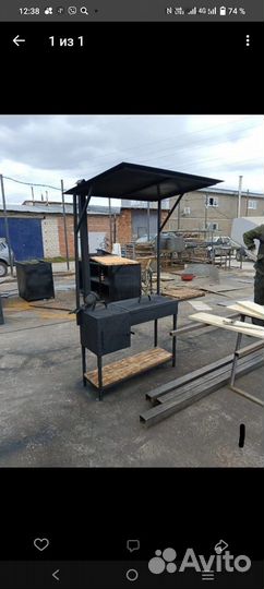 Мангал с печью под казан и крышей