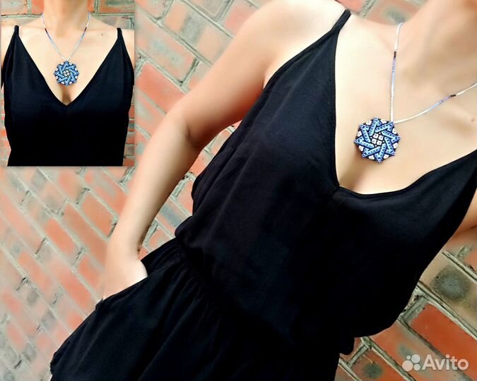 Мандала Кулон-оберег из бисера Бохо-колье Этника