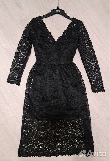 Ажурное чёрное платье 42 размера